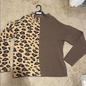 Leopard Print and Brown Sweater